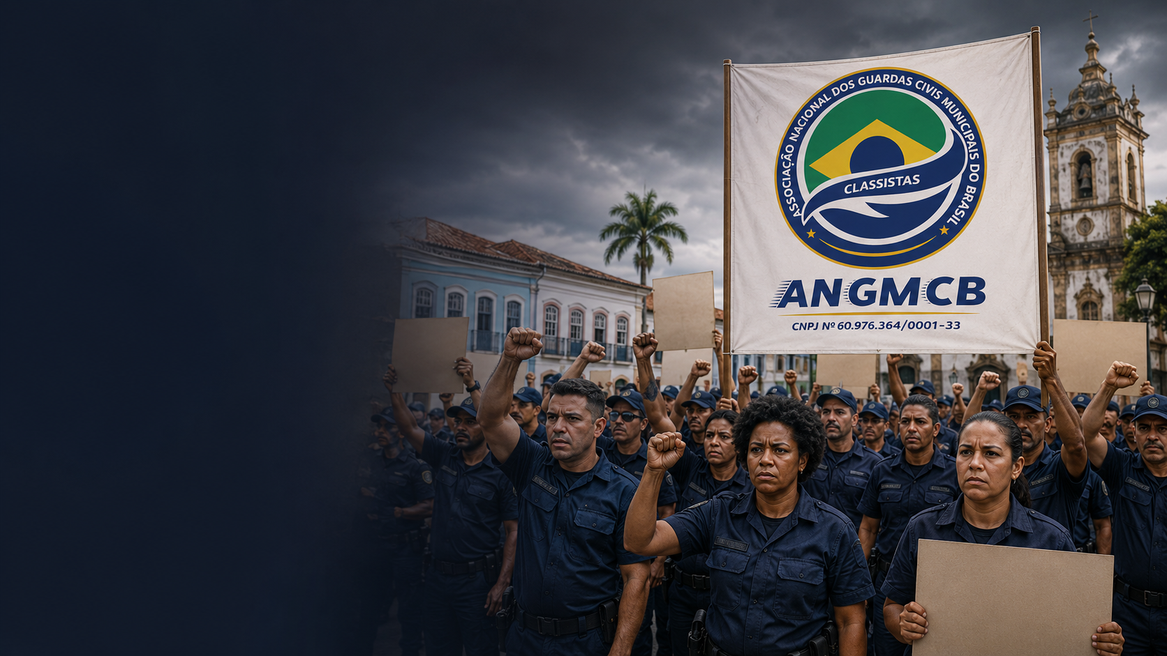 Guardas civis municipais em mobilização pacífica promovida pela ANGMCB